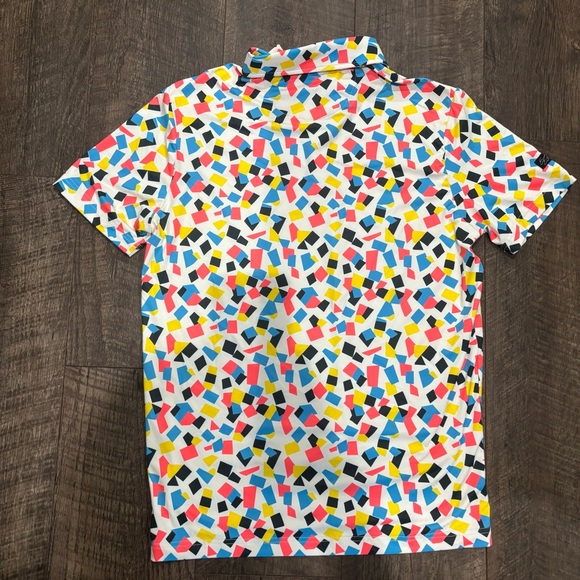 Sunday Swagger Multicolor Geometric Pattern Men's Golf Polo Shirt - Picture 4 of 4